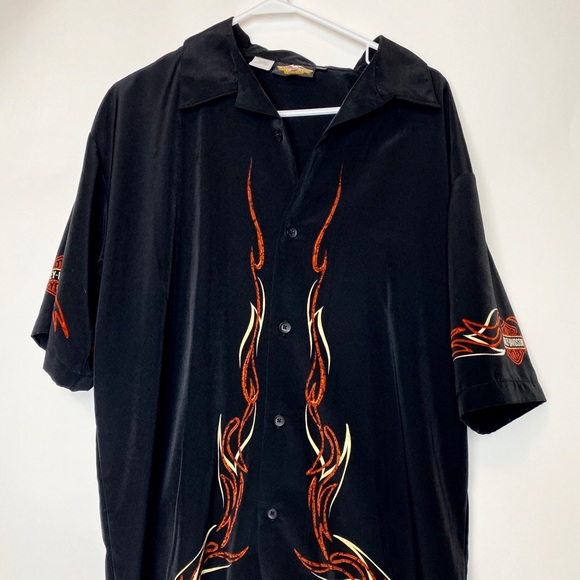 Harley Davidson fire button down - Picture 2 of 8